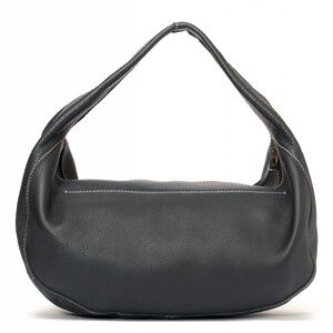 Miu Miu pebbles leather hand bag black with cream stitching